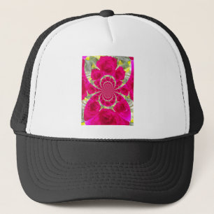 Mooie ongelofelijke rode rozen caleidoscooppatroon trucker pet