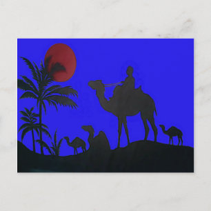 Mooie ongeloflijke zonsondergang Kameel Safari Kun Briefkaart
