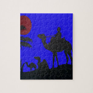Mooie ongeloflijke zonsondergang Kameel Safari Kun Legpuzzel
