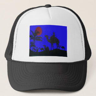 Mooie ongeloflijke zonsondergang Kameel Safari Kun Trucker Pet