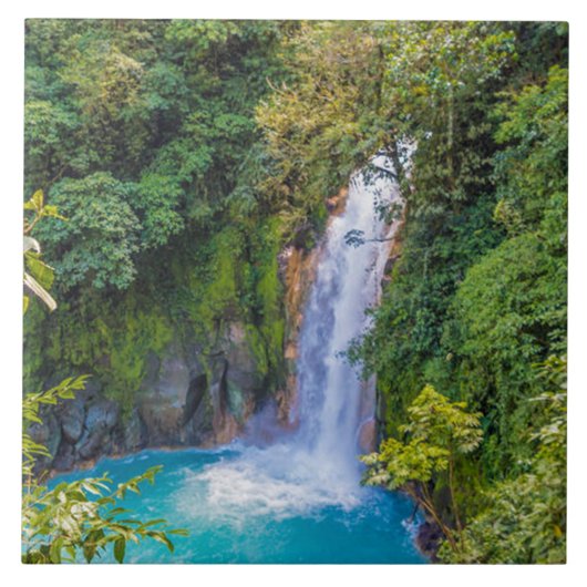 Mooie ontspannende Blue Unique Waterval in Oerwoud Tegeltje (Voorkant)