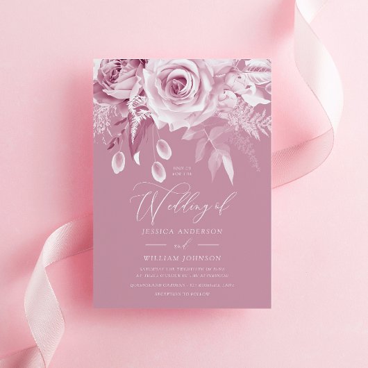 Mooie ontwerper Dusty Pink Rose Wedding Kaart