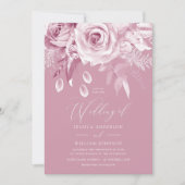 Mooie ontwerper Dusty Pink Rose Wedding Kaart (Voorkant)