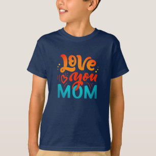 Mooie ontwerptekst houdt van je moeder met hart t-shirt