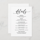 Mooie onze bruiloft Details Modern rustiek zwart Informatiekaartje (Voorkant / Achterkant)