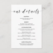 Mooie onze bruiloft details, zwarte inkt informatiekaartje (Voorkant)