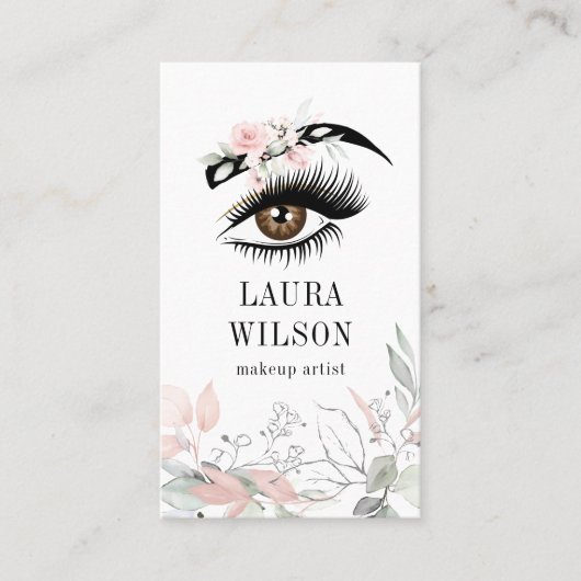 Mooie oogdruppelroze Waterverf bloemen Visitekaartje (Voorkant)