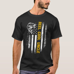 Mooie Oom met Hengel  Vintage Vlag Vissen Vaderdag T-shirt