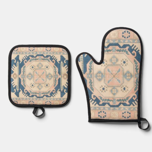 Mooie Oosterse Antiek Kilim Rug Ovenwant & Pannenlap Set (Voorkant)