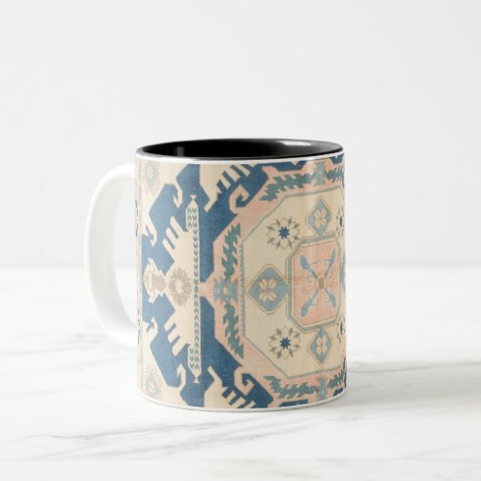 Mooie Oosterse Antiek Kilim Rug Tweekleurige Koffiemok (Voorkant links)