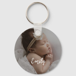 Mooie op maat gemaakte babyfoto naam sleutelhanger