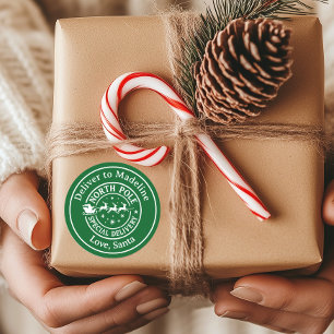 Mooie op maat gemaakte groene kerstman cadeaup sti ronde sticker