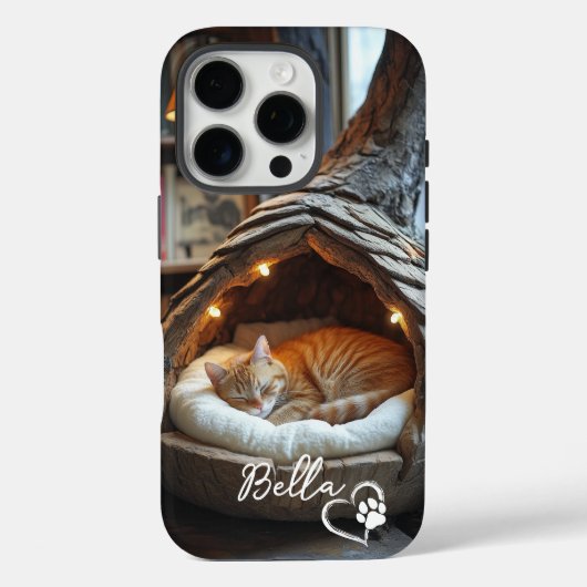 Mooie op maat gemaakte kattenfoto & naam met hartp Case-Mate iPhone case (Achterkant)
