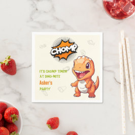 Mooie op maat gemaakte oranje dinosaurusparty serv servet