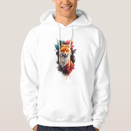 Mooie opbeurende Waterverf Fox Hoodie (Voorkant)