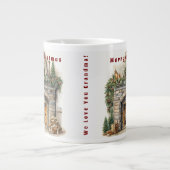 Mooie open haard kerstkaarsen Holly Krans Grote Koffiekop (Voorkant)