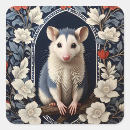 Mooie Opossum door William Morris geïnspireerde bl Vierkante Sticker