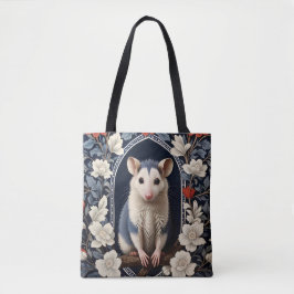 Mooie Opossum William Morris geïnspireerde bloemen Tote Bag