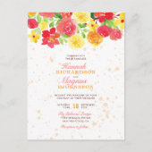 Mooie Oranje Aquarel Bloemen Wonderbaarlijke Trouw Uitnodiging Briefkaart (Voorkant)