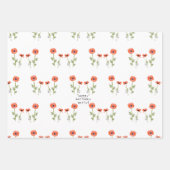 Mooie oranje aquarel klaprozen bloemen inpakpapier vel (Voorkant 2)