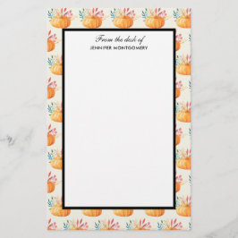 Mooie oranje aquarel pompoenpatroon briefpapier
