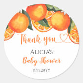 Mooie oranje Baby Shower Sticker Ronde Vorm (Voorkant)
