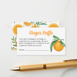 Mooie oranje babyshower-luierloterijticket  informatiekaartje