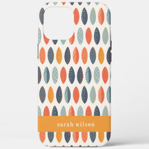 Mooie oranje blauwe aangepaste bladrijke botanisch iPhone 12 pro max hoesje
