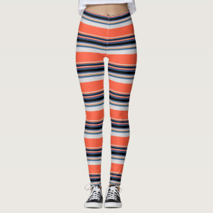 Mooie oranje blauwe strepen leggings