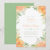 Mooie Oranje Bloemen Baby Shower Uitnodiging (Voorkant / Achterkant)