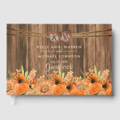 Mooie Oranje Bloemen op Hout - Guestbook Gastenboek (Voorkant)