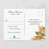 Mooie oranje bloemen op marineblauw briefkaart (Achterkant)