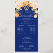 Mooie Oranje Bloemen op Marineblauw - Programma Programmakaart (Achterkant)