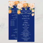 Mooie Oranje Bloemen op Marineblauw - Programma Programmakaart (Voorkant / Achterkant)