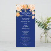 Mooie Oranje Bloemen op Marineblauw - Programma Programmakaart (Staand voorkant)