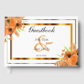 Mooie Oranje Bloemen op Wit - Gastboek Gastenboek (Voorkant)
