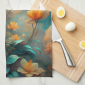 Mooie Oranje Bloemen Theedoek (Quarter Fold)