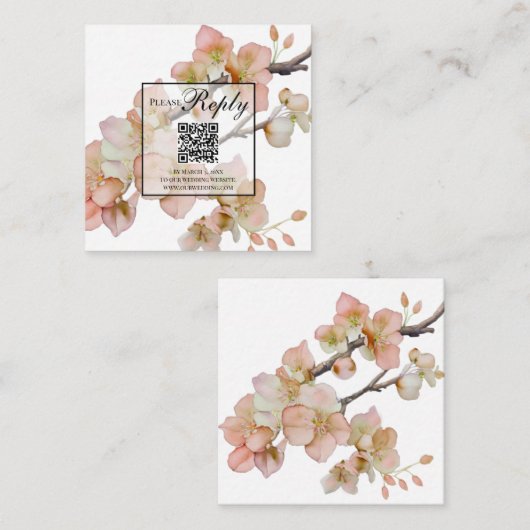 Mooie oranje bloemen waterverf bloesems RSVP Informatiekaartje (Voorkant / Achterkant)