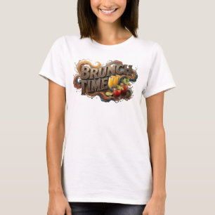 Mooie Oranje BRUNCH TIJD Print T-shirt
