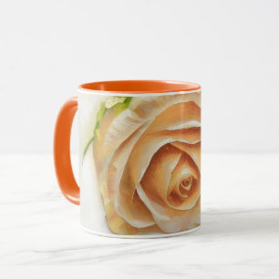 Mooie Oranje Crème Roos Kunst Koffie Theemok Mok