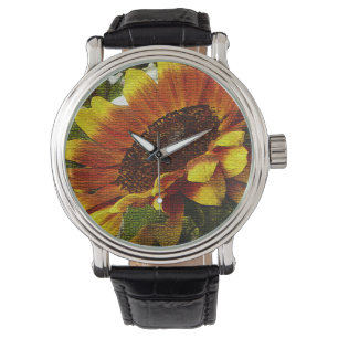 Mooie Oranje en gele zonnebloem Horloge