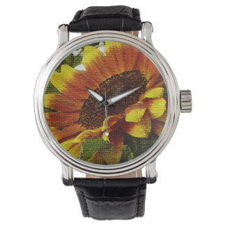 Mooie Oranje en gele zonnebloem Horloge