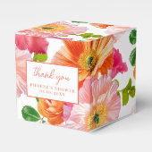 Mooie oranje en heldere roze bloem bruidsvierkant bedankdoosjes (Voorkant Zijde)