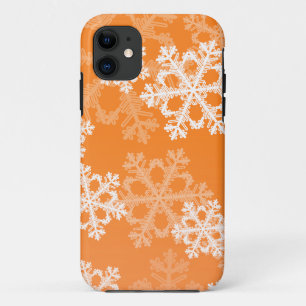 Mooie oranje en witte kerstvlokken iPhone 11 hoesje