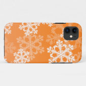 Mooie oranje en witte kerstvlokken Case-Mate iPhone case (Achterkant (horizontaal))