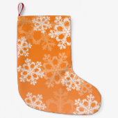 Mooie oranje en witte kerstvlokken kleine kerstsok (Voorkant)