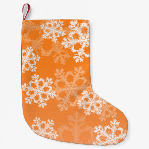 Mooie oranje en witte kerstvlokken kleine kerstsok