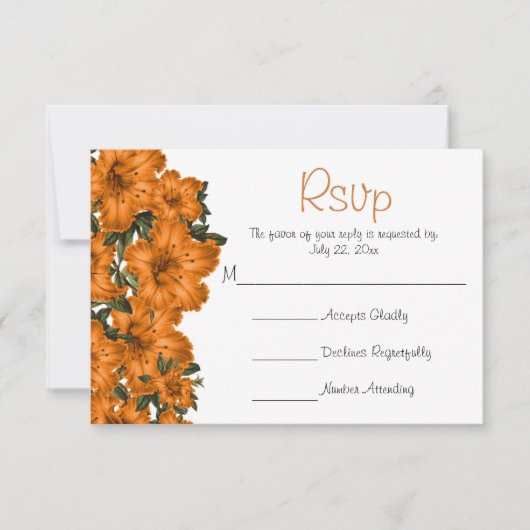 Mooie Oranje Flower Lelies - Wedding RSVP (Voorkant)