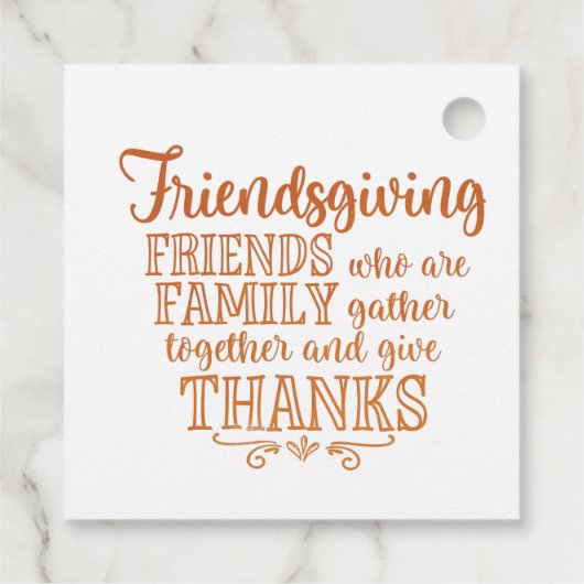 Mooie oranje Friendsgiving Bedankjes Labels (Achterkant)