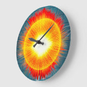 Mooie Oranje geel en Aqua achtergrond Grote Klok (Hoek)